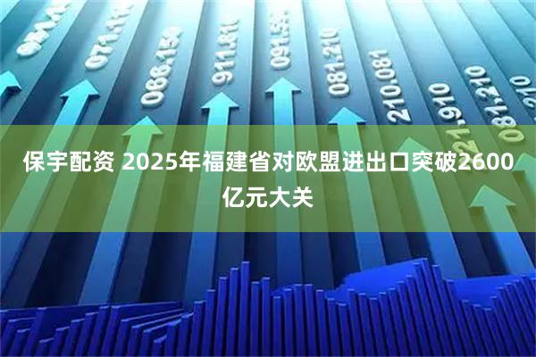 保宇配资 2025年福建省对欧盟进出口突破2600亿元大关